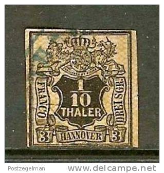 Hanover 1851 Used Stamp  1/10 Thaler Black On Yellow Nr. 5 - Hanover