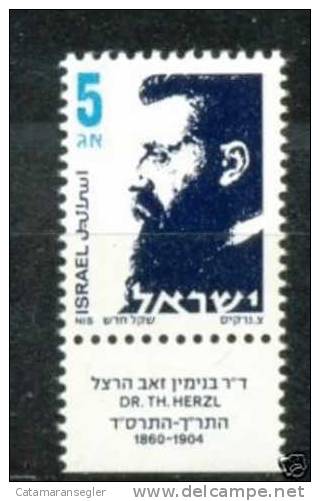 ISRAEL 1986, Theodor Herzl, MINR. 1019 5 A. Black - Neufs (avec Tabs)