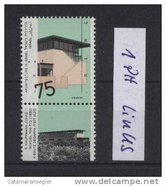 ISRAEL 1991, Mi.Nr. 1156**  Architecture, Phosphor Variante,  1Ph Links Auf Der Marke - Unused Stamps (with Tabs)