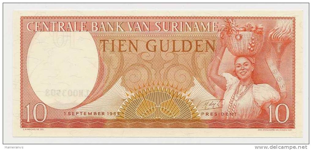 Suriname 10 Gulden  1963 - UNC - P.31 - Surinam