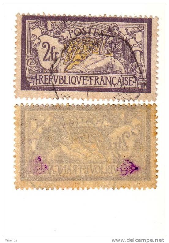 Nº 122  1 F. Lila Y Oliva De 1900   Cachet, Y Dos Marquillas En El Dorso, - Used Stamps