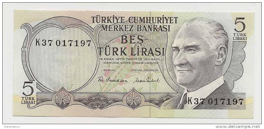 Turchia 5 Lirasi 1970 UNC - P.121 - Turquie