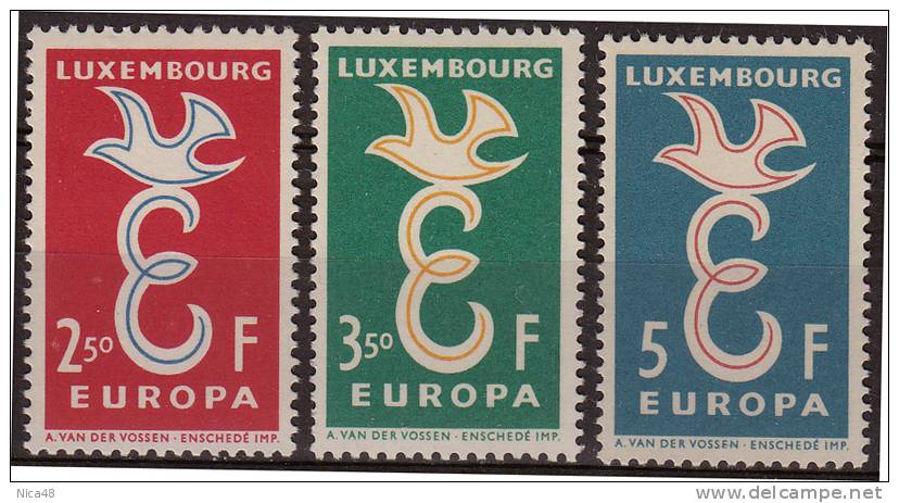 Lussemburgo 1958 Europa 3 Vl  Nuovi Serie Completa - 1958