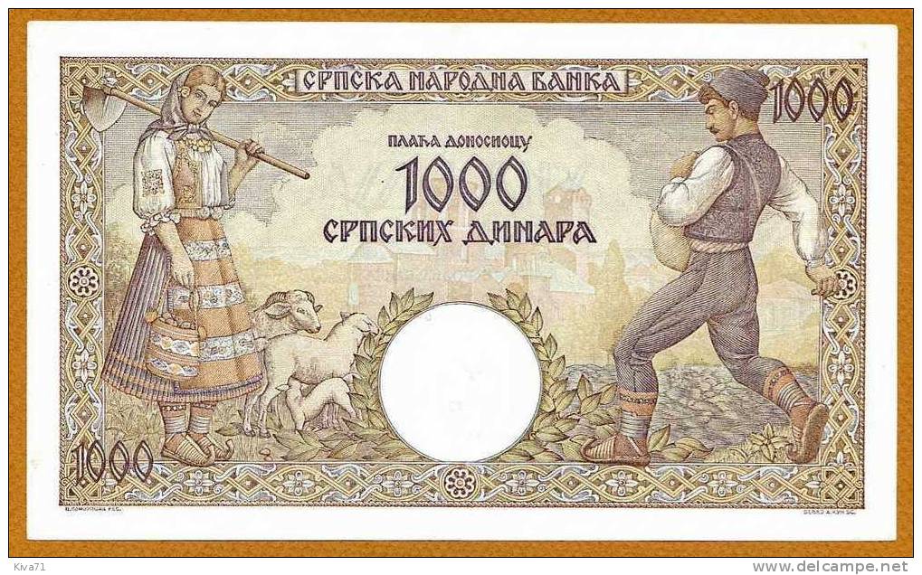 "Rare" 1000 Dinars   "SERBIE"  Invasion 1942  Imprimerie BERLIN  UNC        Bc147 - Serbia