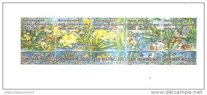 40969)foglio Con Francobolli San Marino Serie 1995 - Anno Europeo Della Natura - Dentellati - Poststempel (Marcophilie)