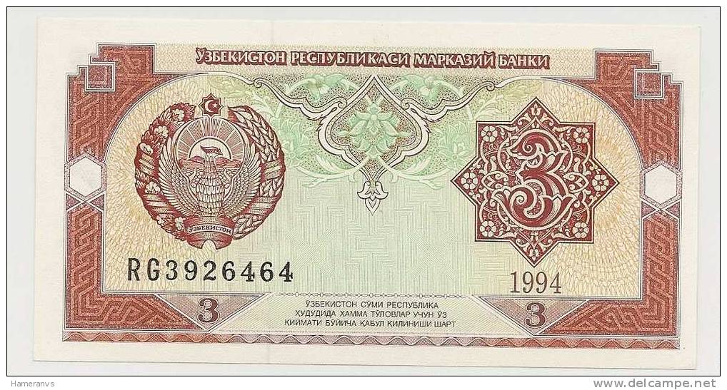 Uzbekistan 3 Sum 1994 UNC - P.74 - Oezbekistan