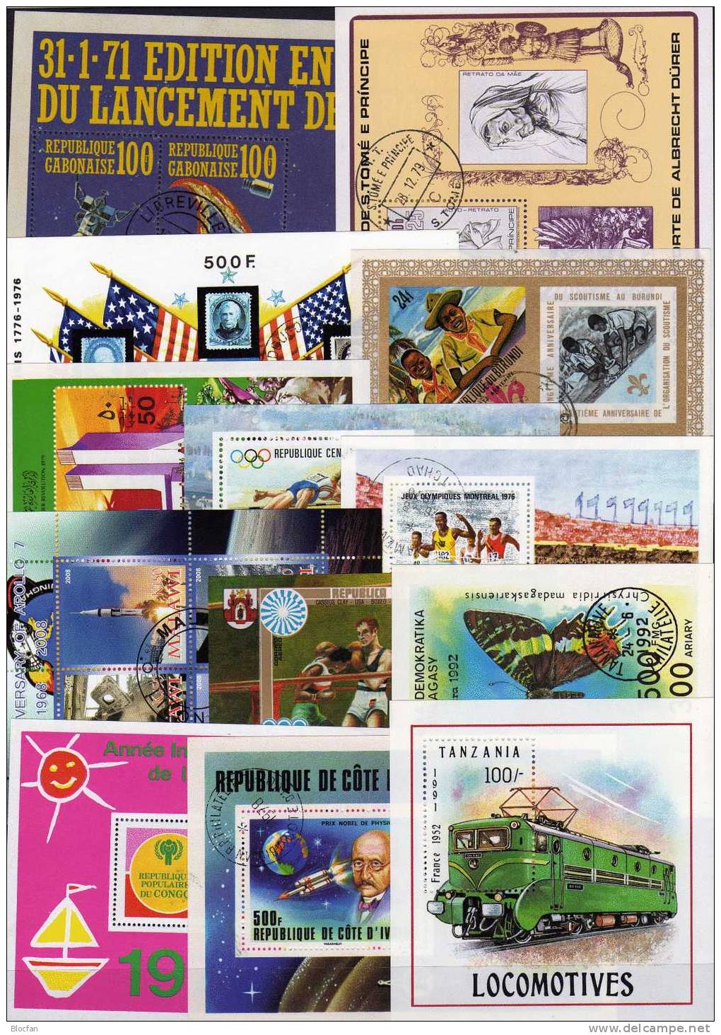 Lot Aus 13 Ländern Afrika Blocks ** Oder O 50€ Kosmos, Lok, Sport, Butterfly, Gemälde, Flaggen - Tanzanie (1964-...)