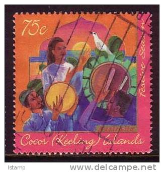 1996 - Cocos (keeling) Islands Festive Season 75c DRUMS Stamp FU - Cocos (Keeling) Islands