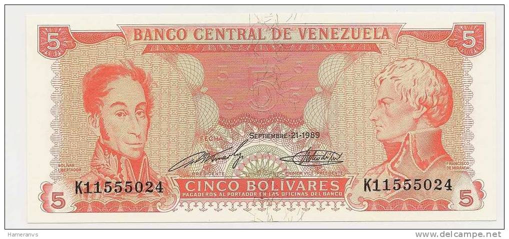 Venezuela 5 Bolivares 1989 UNC - P.65 - Venezuela