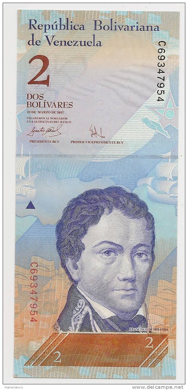 Venezuela  2 Bolivares 2007 UNC - P.88 - Venezuela