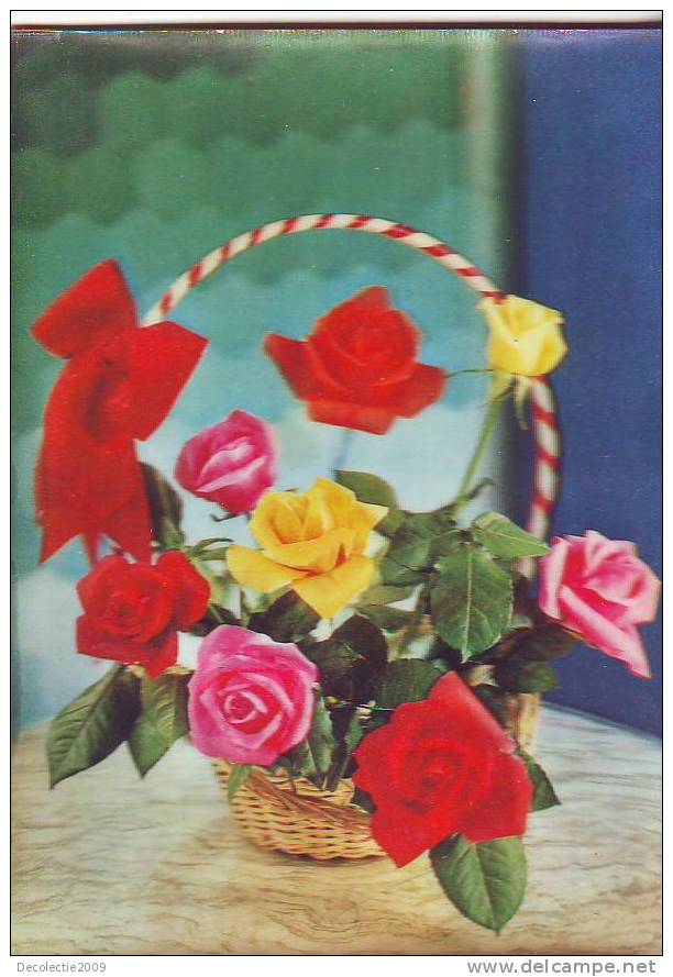 Z7273 Cartes Stereoscopiques 3d Card Flowers Roses Not Used  Perfect Shape - Cartes Stéréoscopiques