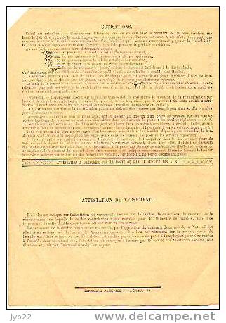 1° Trim 1941 Feuillet Trimestriel De Cotisations Assurances Sociales Professions Non Agricoles Cornic Grâces Guingamp - Banque & Assurance