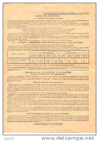 3° Trim 1939 Feuillet Trimestriel De Cotisations Assurances Sociales Professions Non Agricoles Cornic Grâces Guingamp - Banque & Assurance