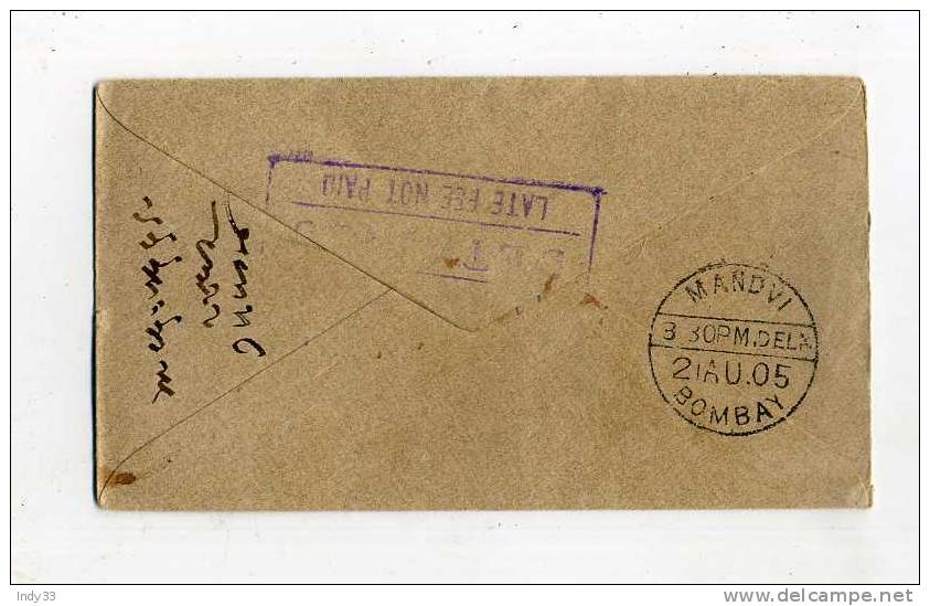 - INDE ANGLAISE . EDOUARD VII  . ENTIER SUR ENVELOPPE DE 1905 . CIRCULATION INTERIEURE - 1902-11  Edward VII