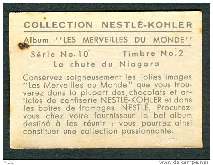 Chromo Nestlé-Kohler, Album "Les Merveilles Du Monde" : Série N° 10, Timbre N° 2, La Chute Du Niagara - Nestlé