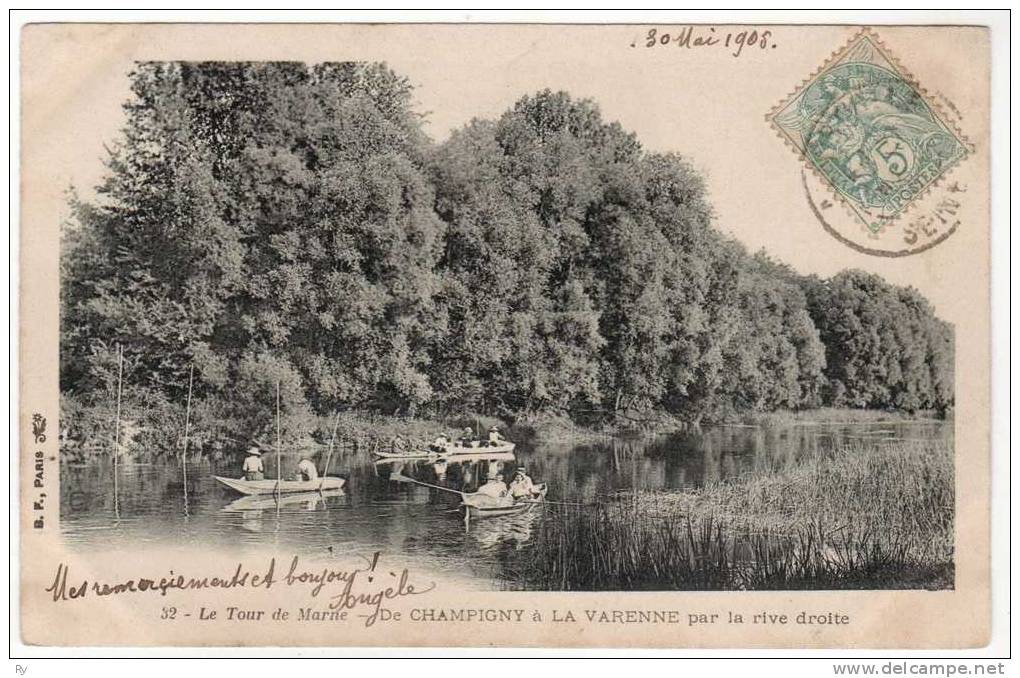 94 Val De Marne - Le Tour De Marne - De CHAMPIGNY à LA VARENNE Par La Rive Droite - CPA B.F. N° 32, Beau Plan, Animée - Champigny Sur Marne