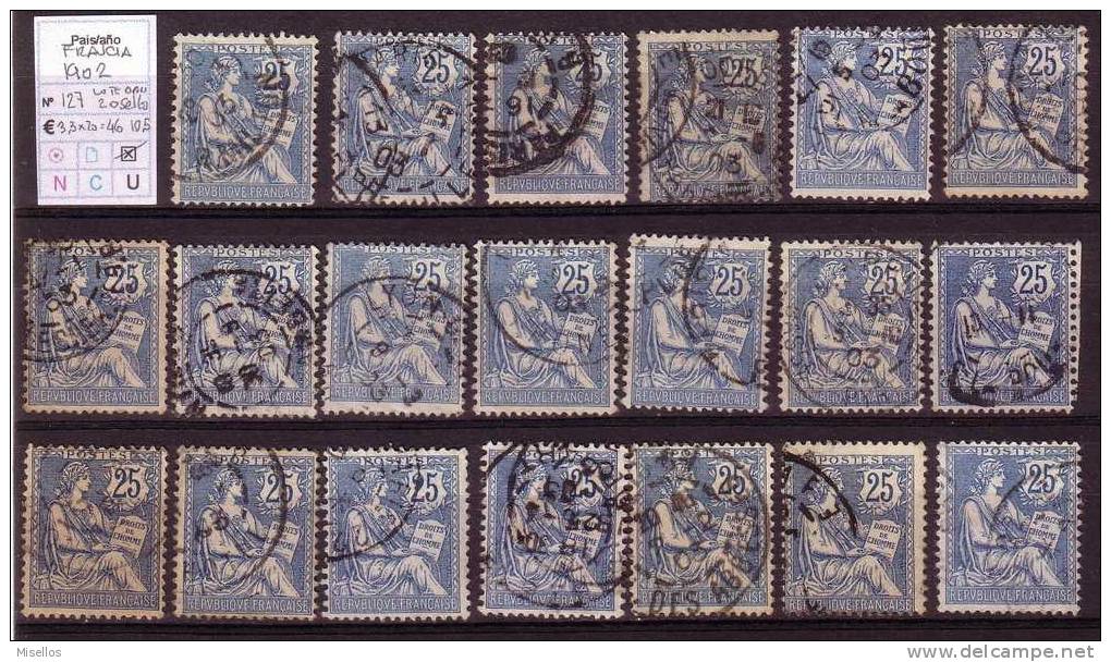 Nº 127  25 C. Azul De 1902 Lote Oportunidad 20 Sellos. - Usati