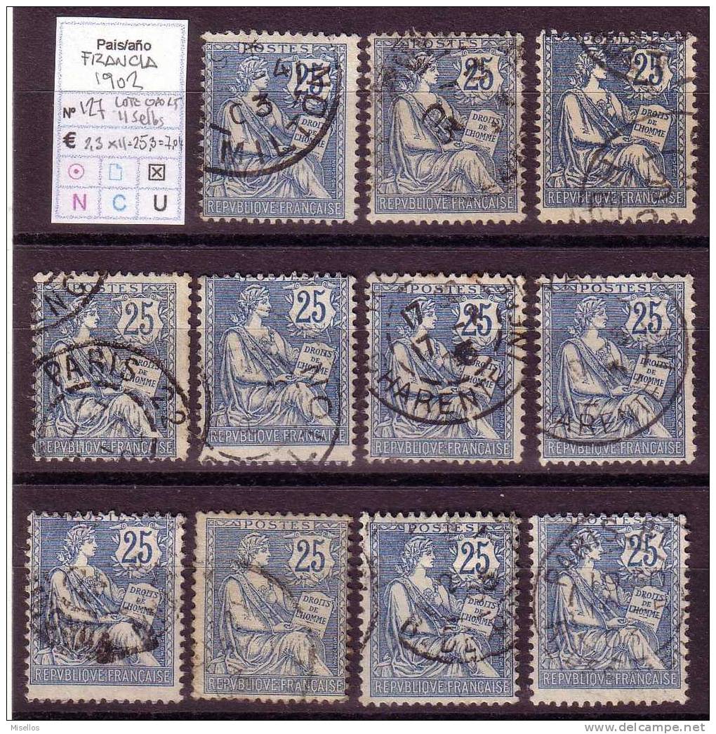 Nº 127  25 C. Azul De 1902 Lote Oportunidad 11 Sellos - Used Stamps