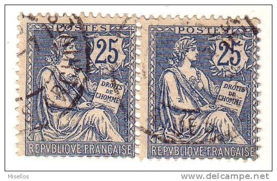 Nº 127  25 C. Azul De 1902  Cachet, Pareja - Used Stamps