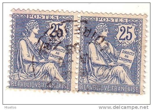 Nº 127  25 C. Azul De 1902  Cachet, Y Centrado, Pareja. - Usati