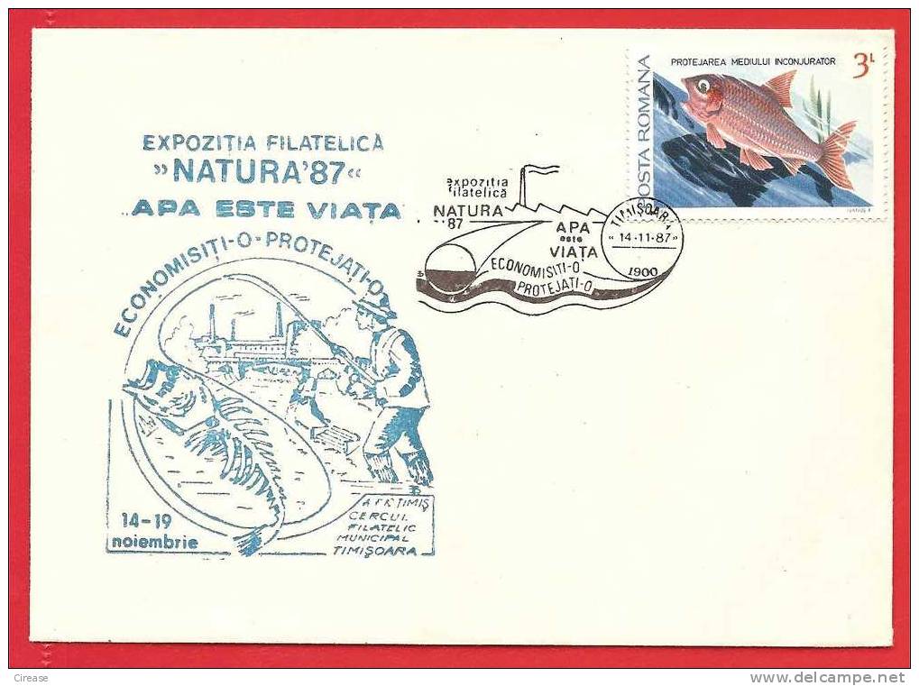 ROMANIA 1987 Cover. Not Pollute The Waters, Threatening The Destruction Of Aquatic Fauna - Pollution