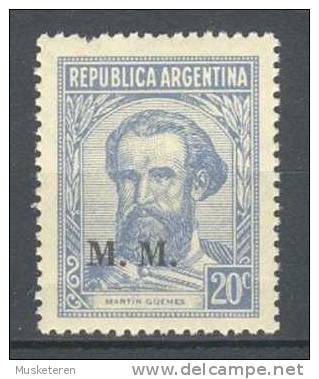 Argentina Ministerium Service Dienst (VI B) 1935 Mi. 416  20 C Juan Martin Güemes Overprinted M. M. MH* - Oficiales