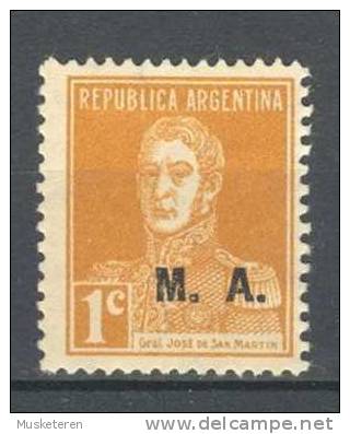 Argentina Service Dienst 1923 Mi. 269  1 C General San Martin Overprinted M. A. MH - Dienstzegels