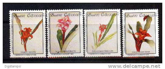 Brasil - Brazil 1992 ** Homenaje A Margaret Mee. Salvaguarda De La Flora. Nidularium Rubens Mez, Canystrum - Unused Stamps