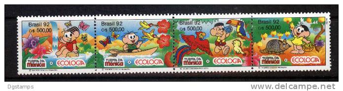 Brasil 1992 ** YT2074-77 Ecología: Comic Monica Y Sus Amigos: Flores, Mariposas, Aves, Armadillo. Ecology: Comic Monica - Unused Stamps