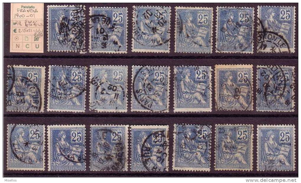 Nº 118  25 C. Azul De 1900-01 Super Lote 21 Sellos Xxi - Used Stamps