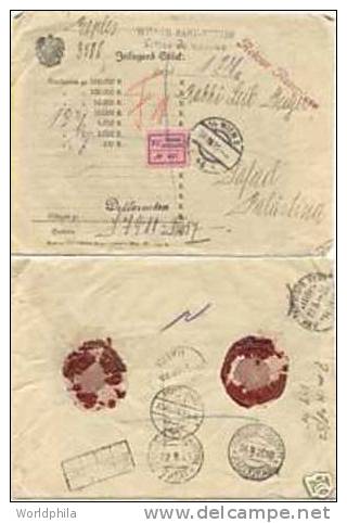 Österreich/Wien-Palestine/Safad Via Port Said Money Transfer "Wiener Bank" Cover 1925 - Briefe U. Dokumente