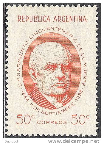 M913.-. ARGENTINIEN / ARGENTINA .-. 1938 - MI#: 436 - MNG- DOMINGO FAUSTINO SARMIENTO - Ungebraucht