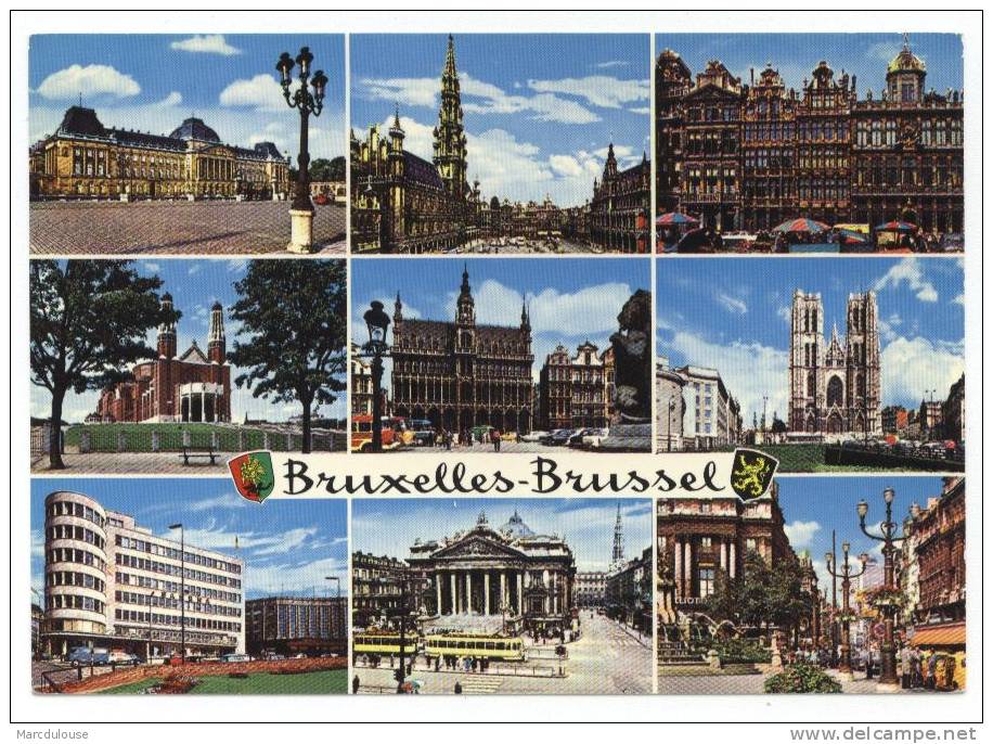 Bruxelles. Brussel. Hôtel De Ville, Maison Du Roi, Maisons Des Corporations, Basilique De Koekelberg, Place De Brouckère - Mehransichten, Panoramakarten