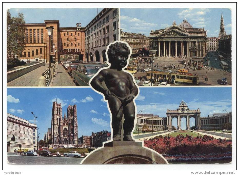 Bruxelles. Brussel. Souvenir. Bourse, Cathédrale Saints Michel Et Gudule, Arcade Cinquantenaire, Manneken-Pis. - Viste Panoramiche, Panorama