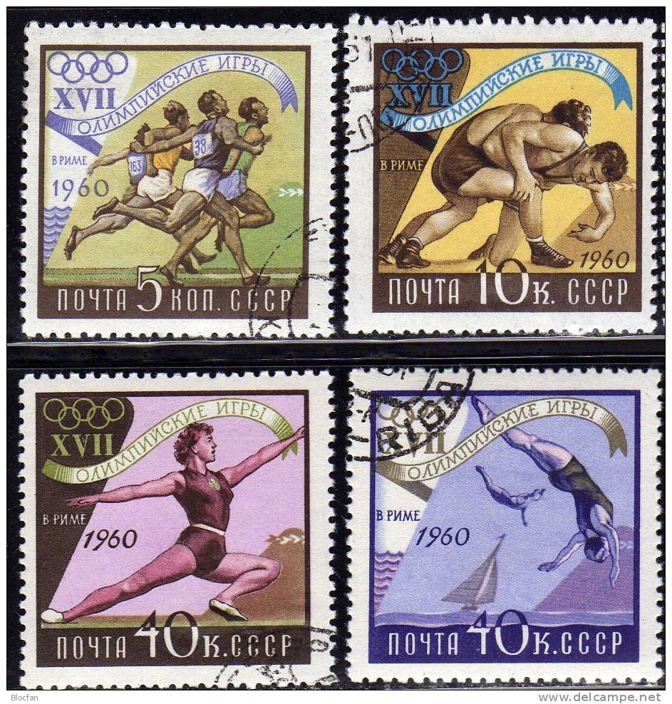 Olympiade Rom 1960 Sowjetunion 2369/78 O 6€ Sprint Ringen Boxen Fechten Reiten Segeln Olympic Set Soccer Of USSR CCCP SU - Estate 1960: Roma