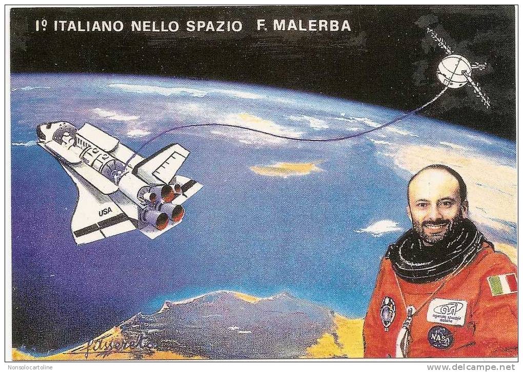 1° Italiano Nello Spazio F.Malerba LA LANTERNA BOZZETTO E ANNULLO G. ASSERETO - Astronomy