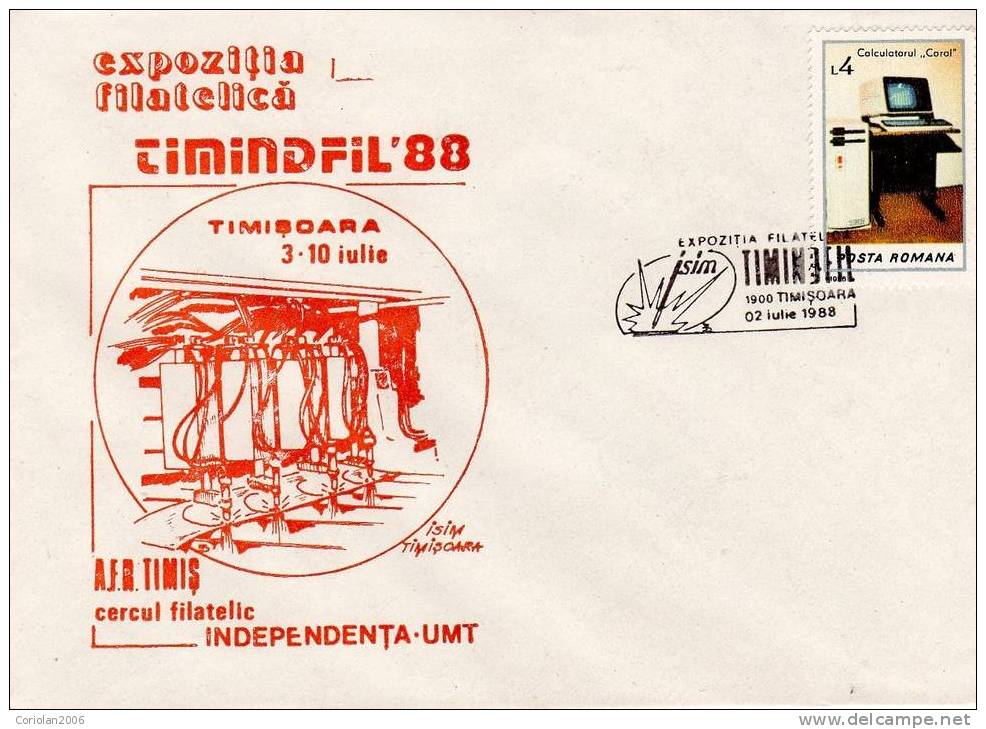 Romania / Special Cover With Special Cancellation / Timindfil '88, Coral Computer - Informatique