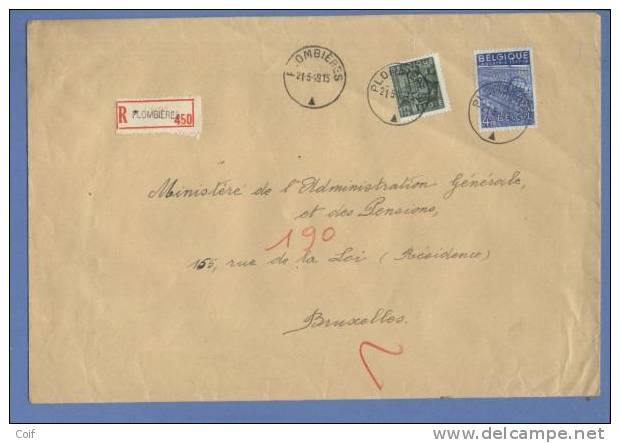 768+771 Op Brief Met Stempel PLOMBIERS Op 21/05/1949 (Oostkanton - Canton De L´est) - 1948 Exportation