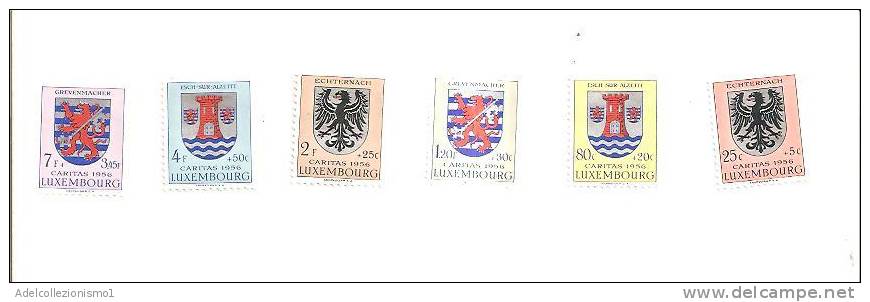 41074)francobolli Lussemburgo Serie 1956 Stemmi Di Città 1 Serie - Pro Infanzia  - Dentellati - Ungebraucht