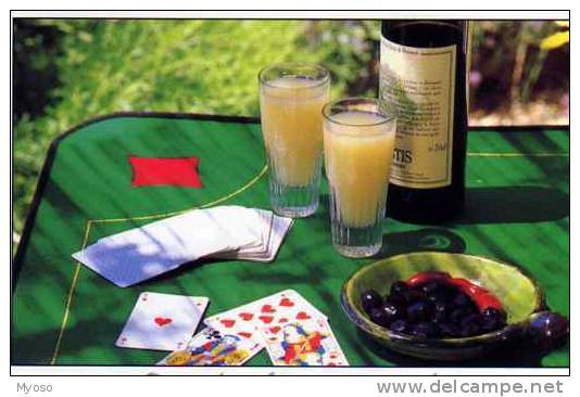 Dur Dur Les Vacances! Cartes ,Pastis, Olives As De Coeur La Carte Postale Europeenne - Playing Cards