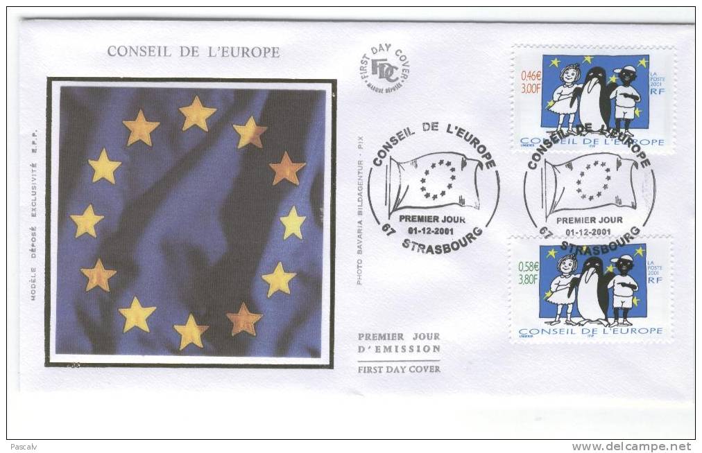 France Sur FDC Drapeau Européen - Sobres