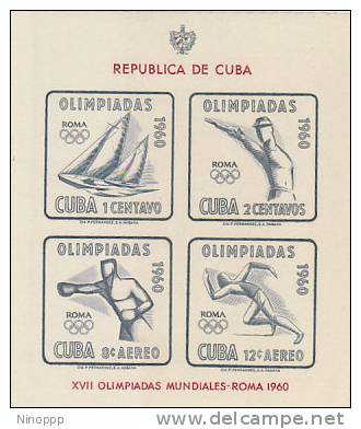 Cuba-1960 Rome Olympics Souvenir Sheet   MNH - Summer 1960: Rome