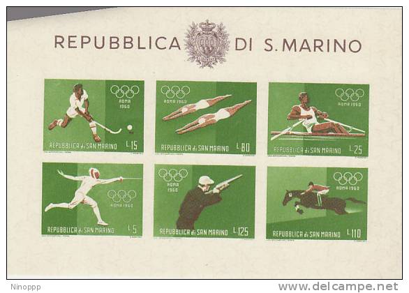 San Marino-1960 Rome Olympic Games Imperforated MS 5+15+80+125+25+110   MNH - Summer 1960: Rome