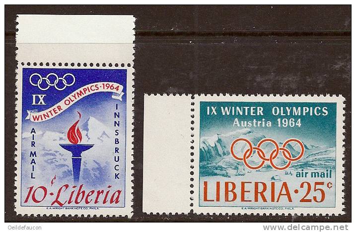 LIBERIA - Yvert -  PA 144/45** - Cote 1,50 € - Hiver 1964: Innsbruck