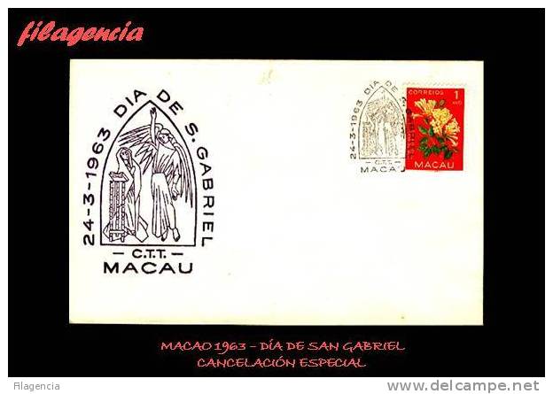 ASIA. MACAO. ENTEROS POSTALES. MATASELLO ESPECIAL 1963. DÍA DE SAN GABRIEL - Otros & Sin Clasificación