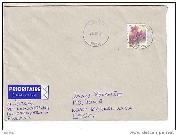GOOD FINLAND Postal Cover To ESTONIA 2001 - Good Stamped: Flowers - Brieven En Documenten