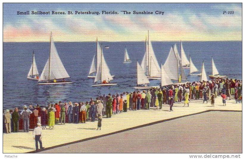 St. Petersburg Florida - Sailboat Races - 40-50´s - Original Tichnor Linen P-105 - Mint Impeccable - St Petersburg