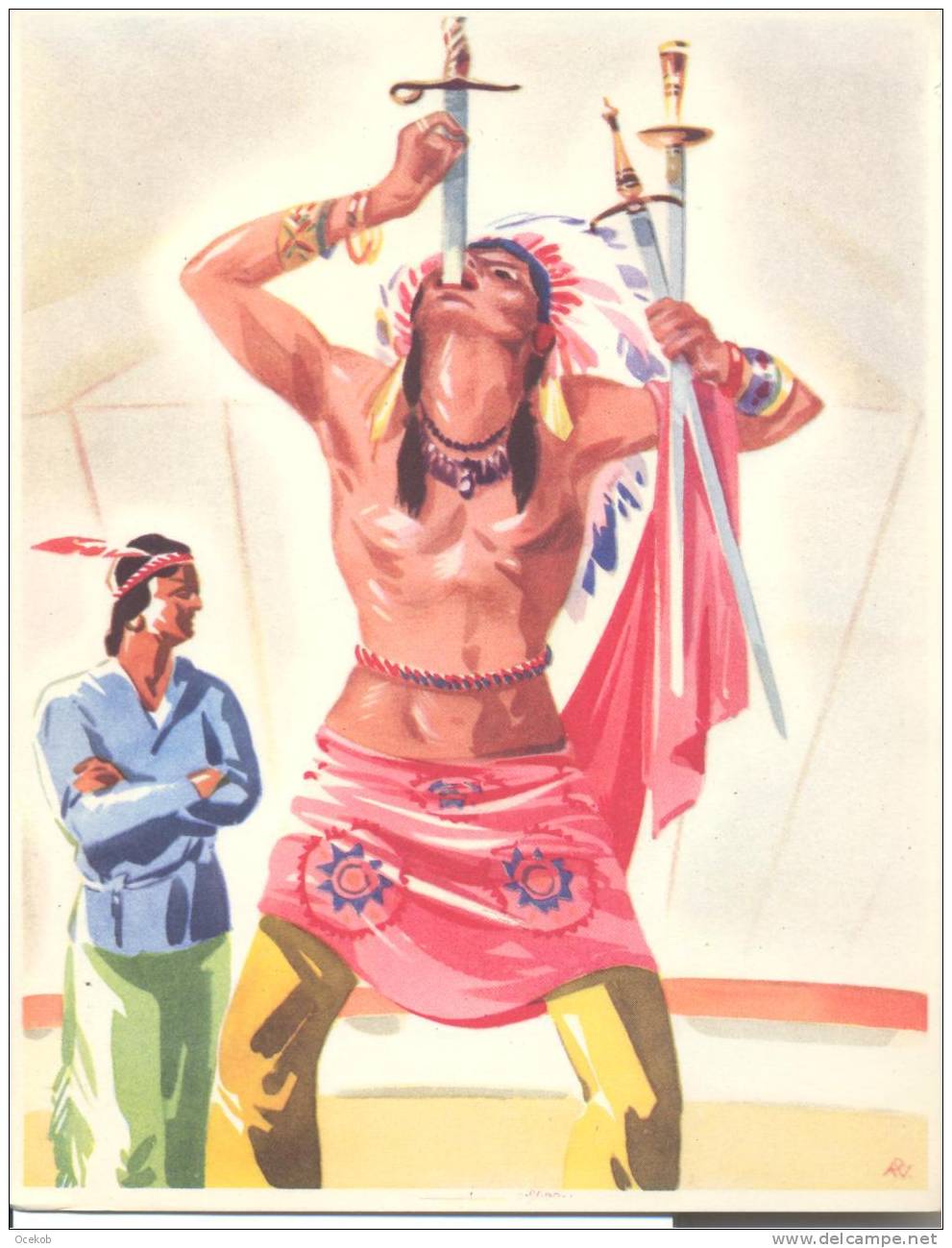 CROMO CIRCUS / CIRQUE Illustr.R.V. Le Sioux Avaleur De Sabre   Nr.41  Serie 13 - Artis Historia