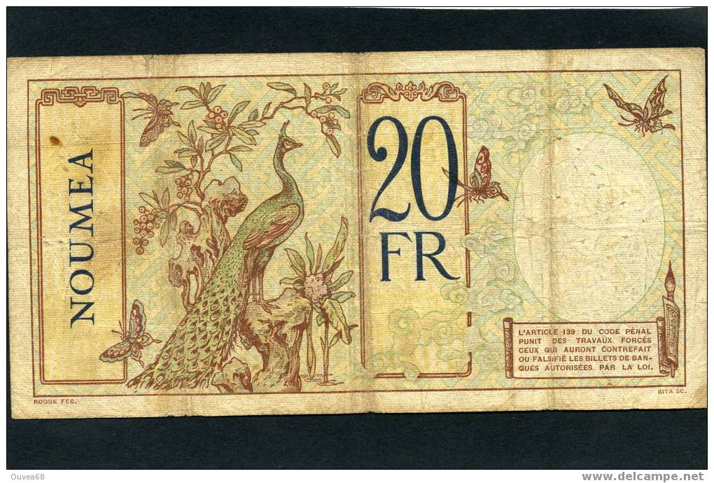 20 Francs Au Paon Type 1926 émis En Avril 1929 1ere Signature. - Nouvelle-Calédonie 1873-1985