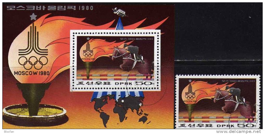 Reitsport Zur Olympiade Moskau 1980 Korea 1865+ Block 60 O 4€ Reiten - Corea (...-1945)